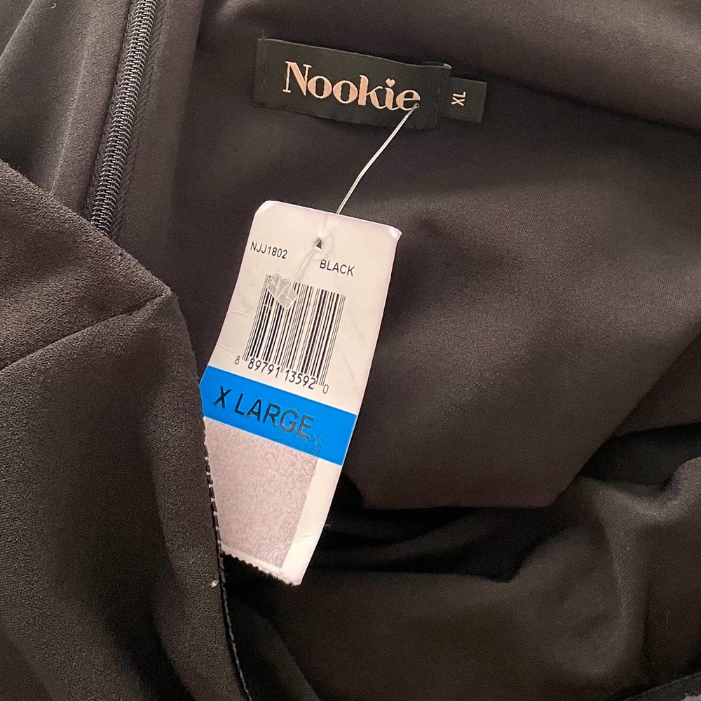 Nookie‎ One Shoulder Maxi Gown Black XL Stretch Side Slit Guest Formal Wedding - Picture 9 of 9